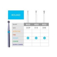 3D Dental Round+Neck Diamond Bur Coarse, 802-012C